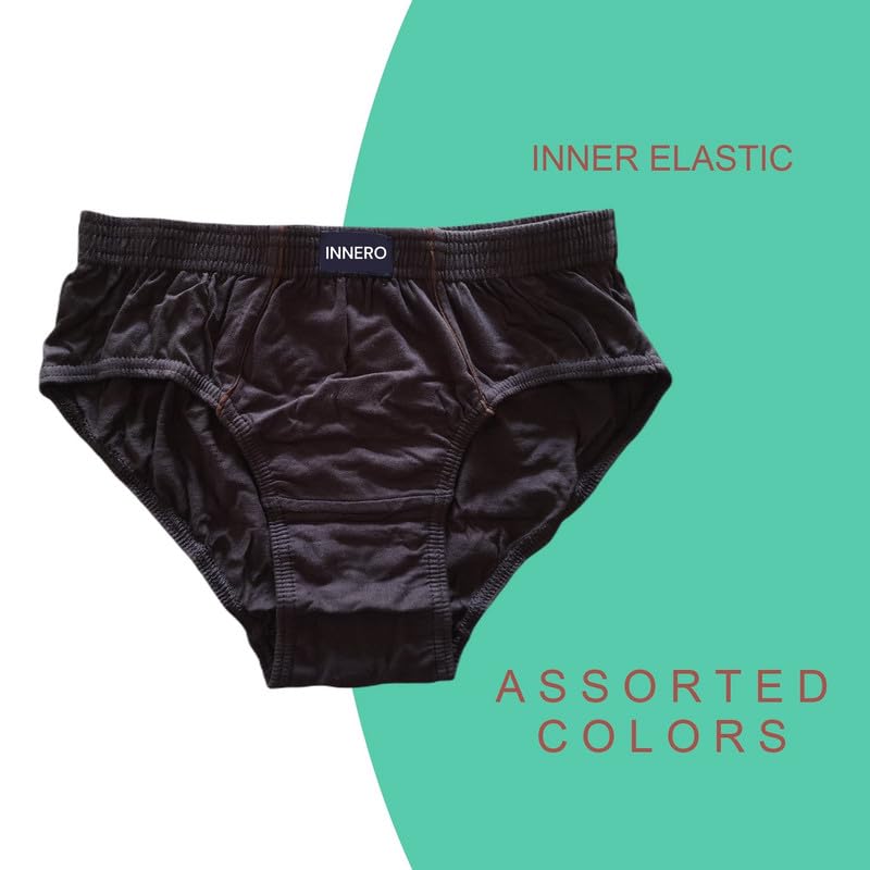 Image of INNERO Men's Brief Underwear | Inner Elastic Cotton Briefs for Man Pack of 3 Multicolour