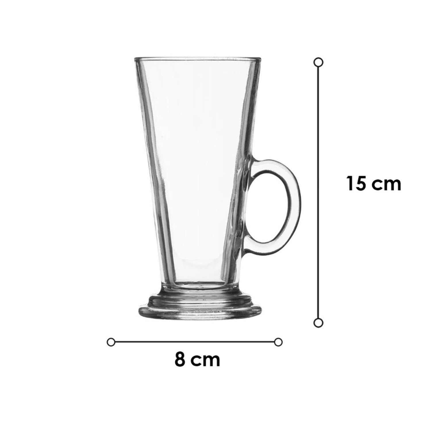 Ravenhead Premium Entertain Set of 2 Latte Glasses, 260ml - Transparent Coffee Glasses with Handle for Milkshakes, Cold Coffee & Aesthetic Juice Mugs 2