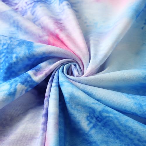 Image of Girls Short Sets Shorts and Crop Top Set, Short Sleeve T-Shirt and Shorts Summer Outfits for Girls Kids Tie Dye Shirt, 8-9 Years, A Blue