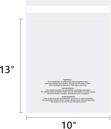 Miniatura 4 de 12 x 15 pulgadas (500 unidades) - Bolsas de polietileno transparente con autosellado de advertencia de asfixia para embalaje, camisas, ropa y