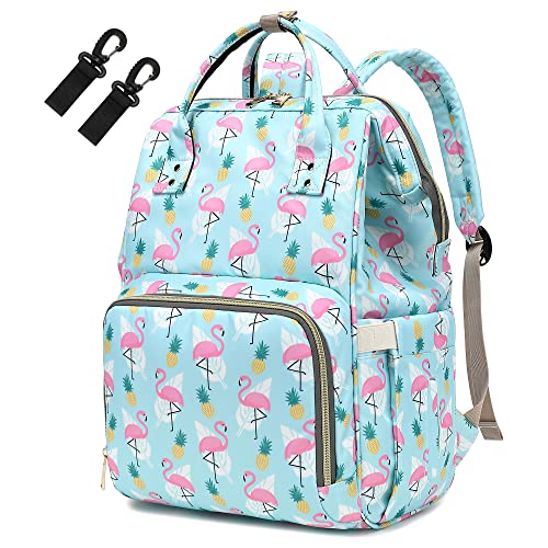 Image of Yusudan Flamingo Diaper Bag Backpack for Baby Girls, Mom Waterproof Large Nappy Bags for Women (Green)