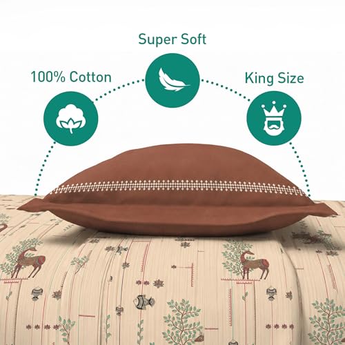 Image of MYTRIDENT Soft Comfort Bedsheet for Double Bed King Size | 72 Inches x 78 Inches + 12 Inches | 180 TC, 100% Cotton, Elastic fittedsheet with 2 Pillow Covers | Soft and Breathable - Harini