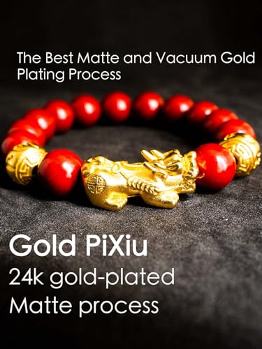 Feng Shui Bracelet 24k Gold Plated PiXiu Bracelets for Men Women, Red Cinnabar Bracelet Prayer Beads Dragon Protection Bracelet Jewelry Gifts Meaning to Attract Wealth and Good Luck3