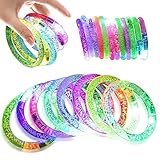 M.best 12Pcs and 12 Spare Batteries Multicolor Fluorescence Stick LED Flashing Bracelet Light Up Acrylic Bangle for Glow Party Favors Supplies