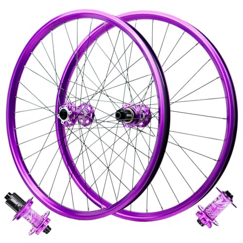 LPYDWZ Ruedas Bicicleta de Montaña 26' 27,5 29 Pulgadas, Aleación de Aluminio Llanta Morada Freno de Disco HG 120 Sonido Ruedas Delanteras y Traseras for Cassette de 7-12 Velocidades 2130 G(15*100MM/1