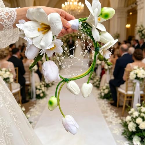 Bouquet de mariée de tulipes blanches, symbole d'amour éternel - 4