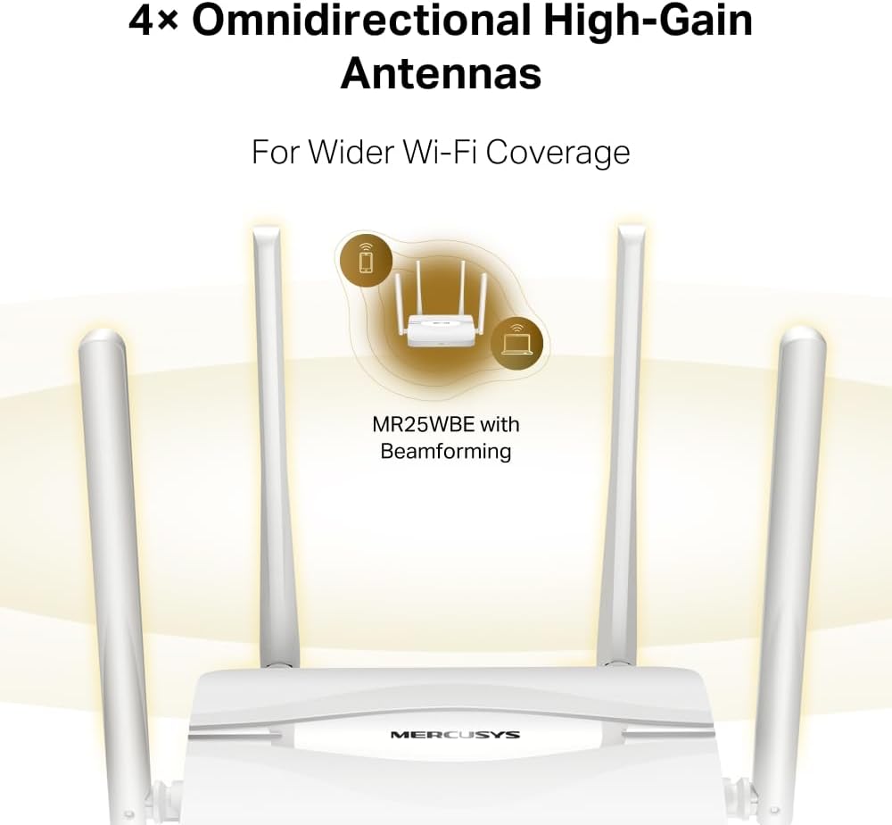 Mercusys MR25WBE BE3600 Wi-Fi 7 Doble Banda 3.6 Gbps con Antenas Omnidireccionales y Beamforming para Streaming 8K y Juegos Online 6