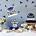 LINGTEER Congrats Grad,Class of 2025 Graduation Table Honeycomb Centerpieces - 8 pcs 2025 Graduation Party Decorations Sign - Blue.