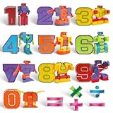 Liberty Imports 15 Piece Number Robots Transforming Toys Set | Math Counting Numerical Transform Robot Figures | Educational STEM Learning Bots for Kids