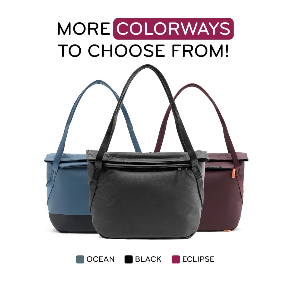 Peak Design Everyday Tote V3 15L, Eclipse, wetterfeste Hülle, breiter Zugang von oben, flexible Trennwände, Laptophülle, Innen- und Außentaschen, Umhängetasche oder Schultertrage, Tragetasche für