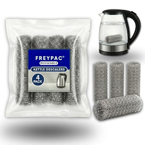 FreyPac Kettle Descaler Balls Reusable Limescale Remover Stainless Steel 4 Pack Wire Ball for Cleaning Kettles