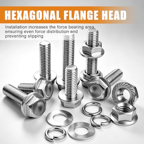 Image of mankk 200PCS Flange Head Bolts Assortment Kit M8x1.25 Bolt (Length 16 /20 /25 /30 /35mm) Metric Bolt Stainless Steel Hex Head Bolts and Serrated Flange Nuts Kit Full Thread M8 Bolt