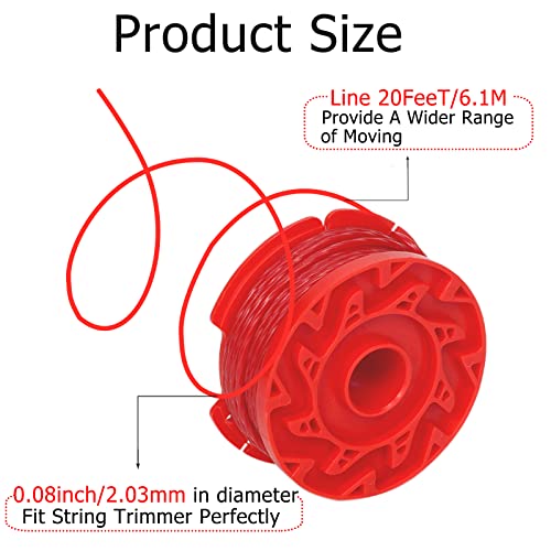 Image of CMZST080 CMZST0803 8pcs String Trimmer Line(0.08 inch,20Ft) with Cap Head,Weed Eater Wacker Replacement String Line,Compatible with Craftsman CMCST910 Series, CMCST910M1 CMCST910B