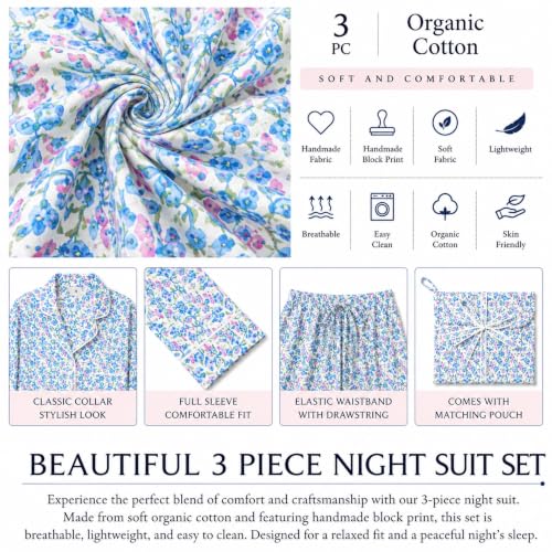 Image of Huar Cotton Pajamas Set for Women - Luxurious Cotton Womens Pajama Sets - Comfortable Christmas PJ Set, Breathable & Light Pj