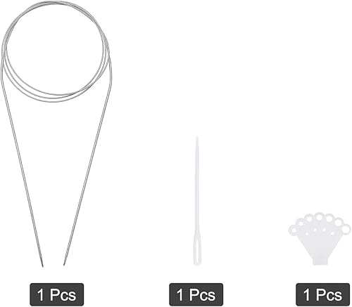 Miniatura 3 de uxcell Kit de agujas de tejer circulares, 39.37 pulgadas de largo, 0.142 in de diámetro, aguja redonda de acero inoxidable para proyectos hechos a