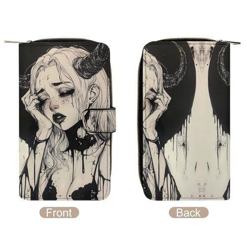 Gothic Lies Devil Girl Women's Wallets Leather Fold Clutch Wallet Credit Card Holder Ladies Travel Purse3