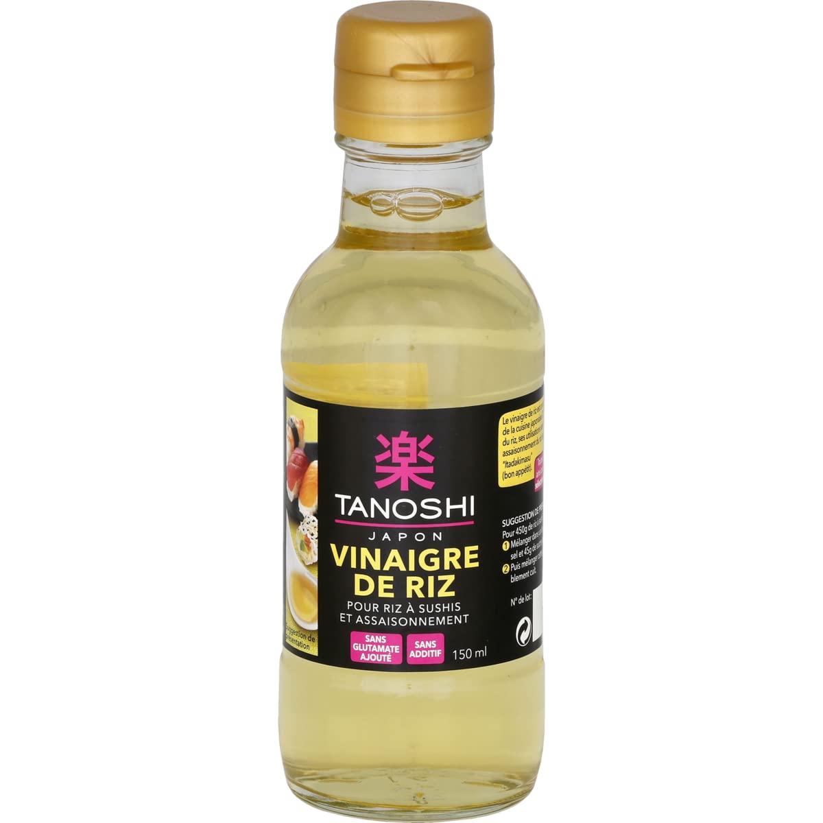 Lot de 3 unités *** TANOSHI Vinaigre de riz pour riz à sushi et assaisonnement bouteille 150ml