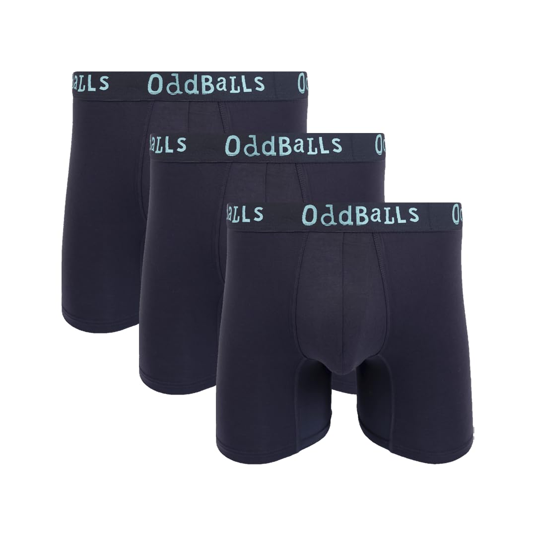 Oddballs Men's Multi Midnight Bundle - Bamboo Boxer Shorts 3 Pack Bundle - Medium