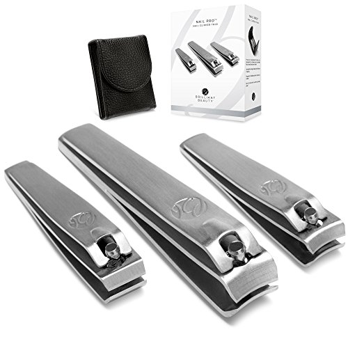 Nail PRO 3ピースクリッパーセット ケース付き - 3つのステンレススチールネイルクリッパー 爪と足の爪のネイルカッター グルーミングネイル用 - マニキュア&ペディキュアキット 男女兼用