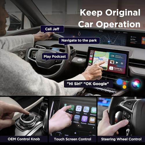 2in1 Carplay Wireless Adapter Android Auto Wireless Adapter, Mini USB Small Dongle Fast Auto Connect, Car Play Play Plug, for Apple iPhone iOS & Android 11+, OEM Wired Car Model 2017+, Black
