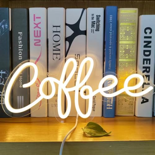 Image of Warm White Coffee Neon Sign,Dimmable Coffee Bar Light up Sign,Arylic Neon Lights for Coffee Bar Accessories,Coffee Bar Signs for Coffee Station Wall Decor Art Decor,5V USB Powered,14x6.3In