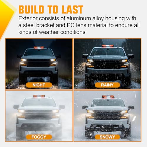 Image of Nilight 12LED Wireless Emergency Strobe Light Red White 14 Inch Magnetic Mount Mini Light Bar 12V Rooftop Powered Hazard Warning Flashing Lights for Car Truck Trailer Snow Plow Construction Vehicles