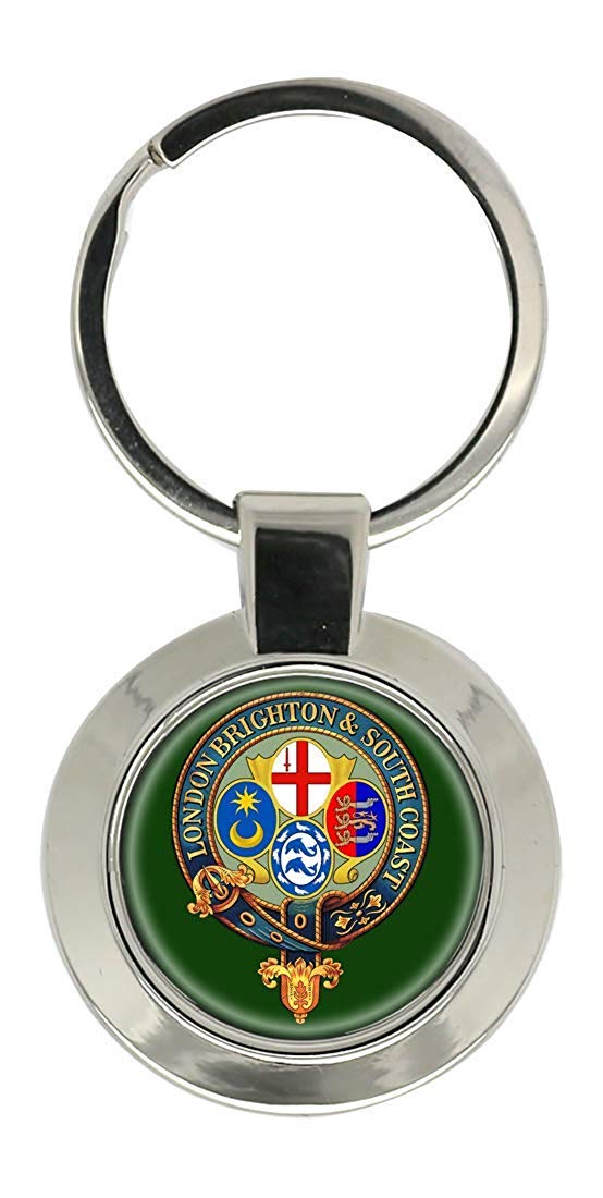 Giftshop Uk Unisex Silver Coloured Metal London, Brighton And South Coast Railway (Lb&Scr) Crest Key Ring