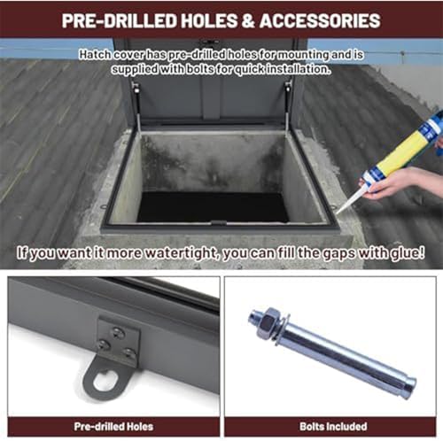 Heavy Duty Galvanized Roof Hatch - Large Skylights & Access Hatches for Maintenance Basement Manhole Covers Hallway Loft Stairway Garage (39.4x39.4in)