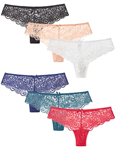 Kiench Teens Lace Thongs T Back Junior Girls' Low Waist See Through Panties 6-Pack