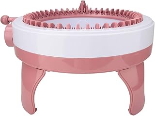 Máquina de costura de tecelagem infantil, máquina de tricô manual com 48 agulhas de modo duplo, corpo compacto com textura transparente para tecelagem, echarpes chapéus de tecido