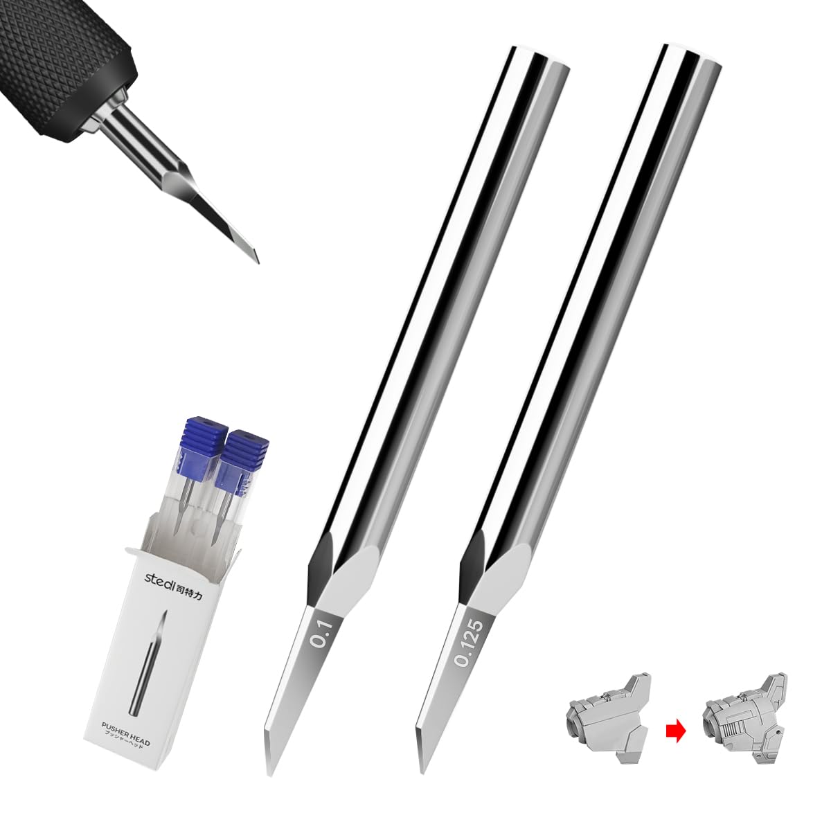 stedi Model Scriber Blades,Tungsten steel Blades,0.1+0.125mm Size,for Modeling Hobby,RG Scale Model,Gundam Model Kit,for Scribing line, Engraved,Panel line,Resin，Scriber Replacement Blades.