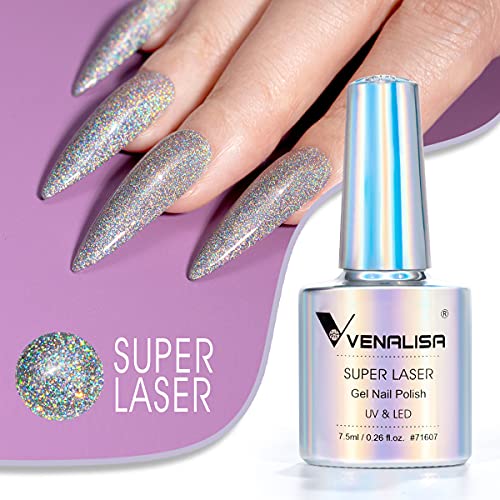 V Venalisa VEN-12ML-1091 TO 1205 Venalisa Holographic Gel Nail Polish,Rainbow Glitter Effect Sparkling Colors Glossy Soak Off Nail Gel Collection Lamp Required For Nail Art Design thumb #7