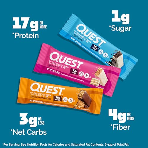 Image of Quest Nutrition Crispy Variety Pack Protein Bars, Protein Rich, Low Sugar, Gluten Free, 12 Count