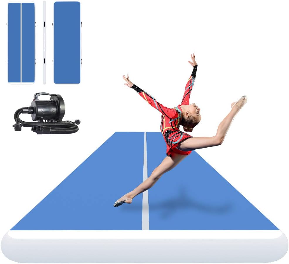 ibigbean Inflatable Gymnastics Tumbling Tracker Equipment Mats - for Cheerleading, Gymnastics Training, Beach, on Water(8 inch Thick)