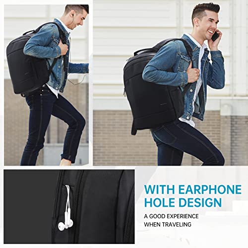 Kopack Deluxe Black Laptop Backpack, 17 Inch Anti-Theft Water Resistant Laptop Backpack With Multiple Compartments For Business College Travel Commute Work Computer Daypack Men/Women #TOP2