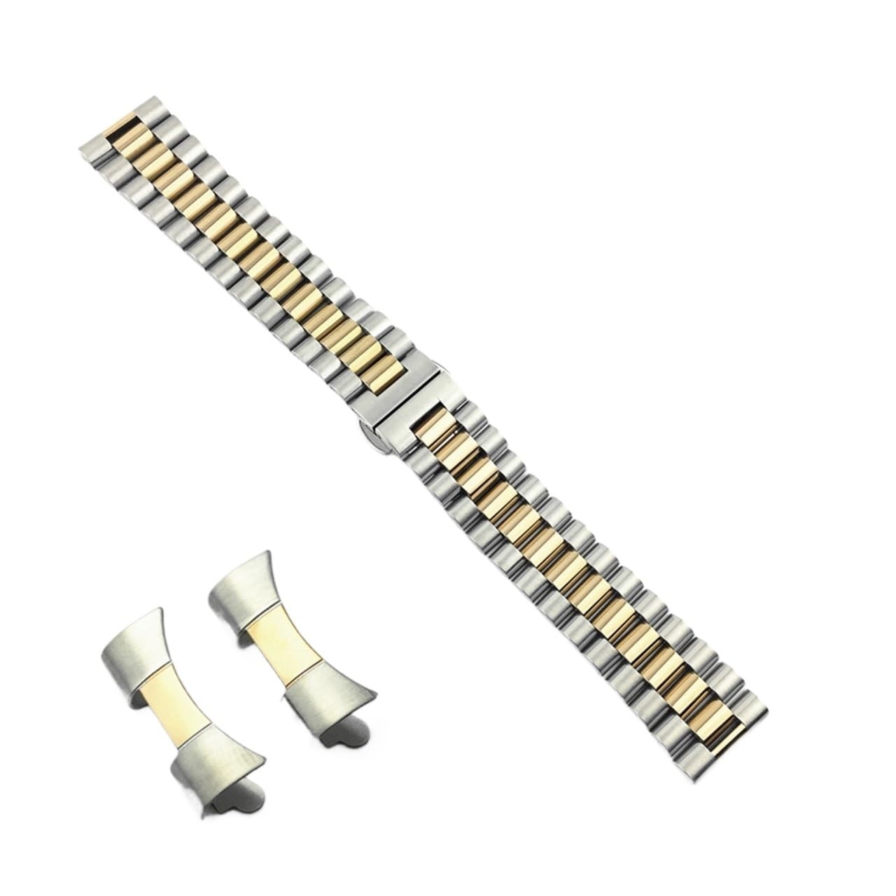 HMFANG Bracelet en acier inoxydable massif 10 mm 12 mm 13 mm 14 mm 16 mm 17 mm 18 mm 19 mm 20 mm 21 mm 22 mm Dragonne Boucle papillon
