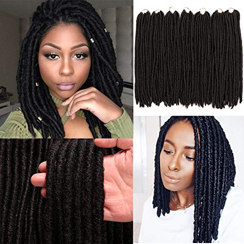 7 Packs Dreadlocs Faux Locs Hair Extensions 14 Inch Black Straight Goddess Locs Synthetic Crochet Hair Soft Crochet Braids (14 Inch, 1B#)
