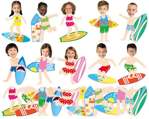 Image of gisgfim 80Pcs Summer Cutouts Surfboard Decoration Hawaiian Beach Surfing Bulletin Board Summer Ocean Cut-Out Classroom Decor for Boy Girl DIY Craft Photo Wall Kindergarten Preschool Party Favor Supply