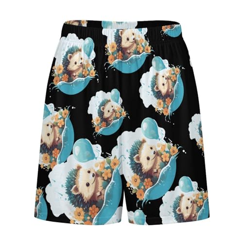 Funny Hedgehog Balloons Men's Pajama Shorts Comfy Sleep Shorts Lounge Shorts Soft Pj Bottoms Sleepwear4
