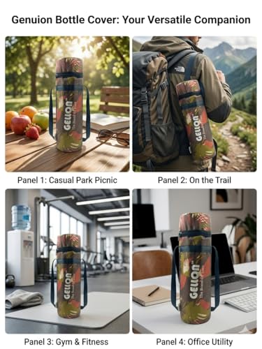 Image of Gellon Zip Bottle Cover In Teflon Coating Polyester Cloth For 750 ML, 1 L to 1.5 Litre Water Proof Drawstring Closer For Travel, Hiking, Office & School Kids In Military 2 Pattern