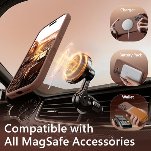 Image of FireNova Magnetic for iPhone 17 Case, Compatible with MagSafe, [Integrated Silicone Camera Control Button] [Camera Protection] Anti-Scratch Microfiber Lining Phone Case, 6.3 inch, Light Brown