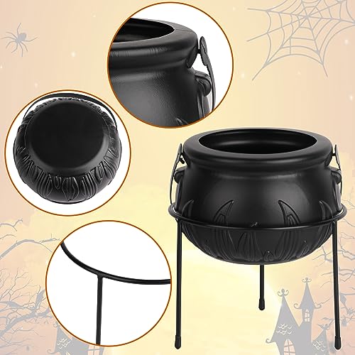 Hooqict Halloween Decor Witches Cauldron Halloween Candy Bowl Serving Dishes Set Of 3 Black Plastic Cauldron With Iron Rack Halloween Cauldron Candy Bucket Punch Bowls For Indoor Outdoor Party Decorations thumb #7