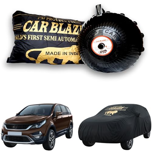 Image of CARBLAZER Portable & Semi-Automatic Full Body Car Covers: Heavy Duty Device| Anti-Theft| Dust & Scratch Proof | Water & Wind Resistant|Custom Fit| Dual-Side Cover, Compatible for Tata Hexa