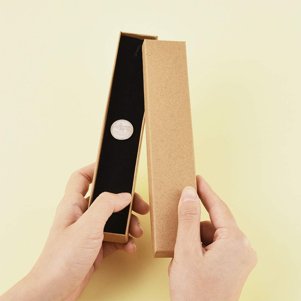 Craftdady Lot de 12 boîtes à bijoux rectangulaires en carton kraft marron avec couvercles pour colliers, montres, cadeaux