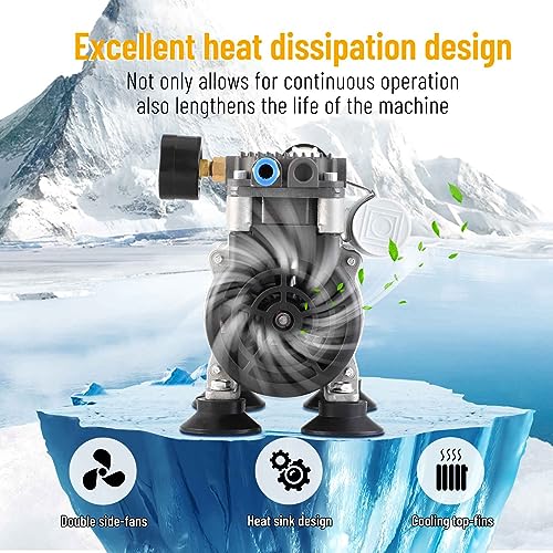 Precipette 903140296 Vacuum Pump 50L/Min With Switch, Oilless Diaphragm With Vacuum Meter & Silencer, 6M Ptfe Tape & 2M Rubber Tube, Low Noise & High Vacuum Degree, For Lab Electronics Aquarium thumb #4