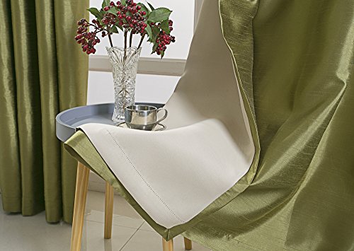 Image of GYROHOME Extra Wide Blackout Curtain for Sliding Glass Door, Faux Silk Blackout Curtains (Beige Liner) Fully Lined Solid Window Treatment Drapes (1Panel,100x84inch, Grass Green)