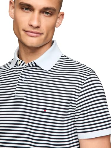Image of Tommy Hilfiger Men's Short Sleeve Polo Shirts in Classic Fit with Stretch and Organic Pique Cotton