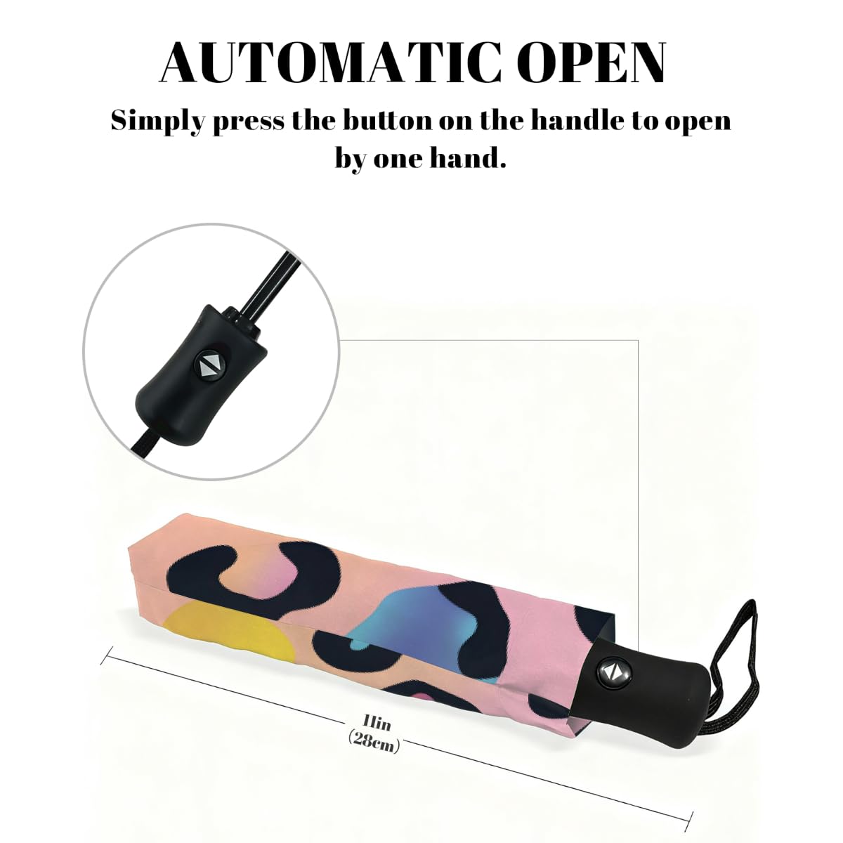 Ombrello pieghevole con stampa leopardata colorato ombrello da viaggio compatto antivento impermeabile con protezione UV rivestimento nero leggero 8 coste portatile per pioggia sole