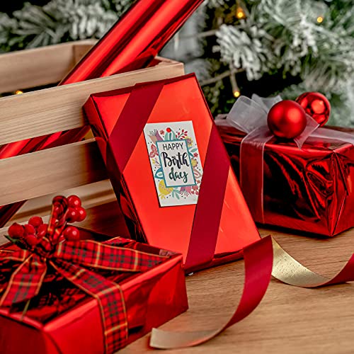 Image of RUSPEPA Red Metallic Wrapping Paper - Christmas Wrapping Paper Perfect for Wedding, Birthday, Christmas, Baby Shower - 17 Inches X 32.8 Feet
