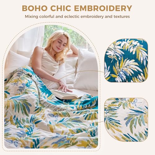 Image of LUTBM Boho Throw Blanket for Bed 60 inchx80 inch, All Season Cotton Couch Blankets